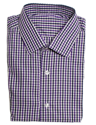 the "Classic" Black and Purple Gingham Shirt