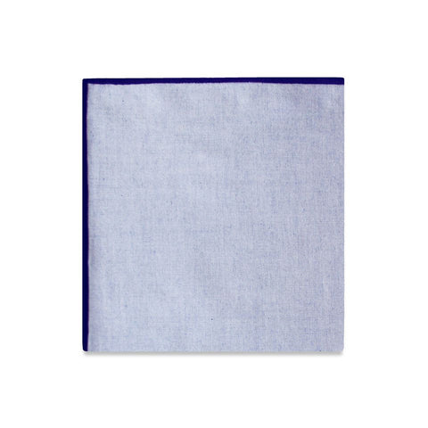 the "Blue on Blue Merrow" Chambray Pocket Square